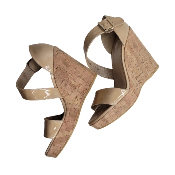 Stuart Weitzman Nude Cork Wedge Heels - Picture 2 of 14